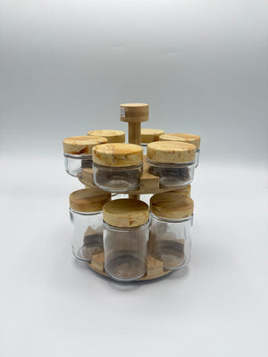 Rotating Bamboo Spice Jar Rack