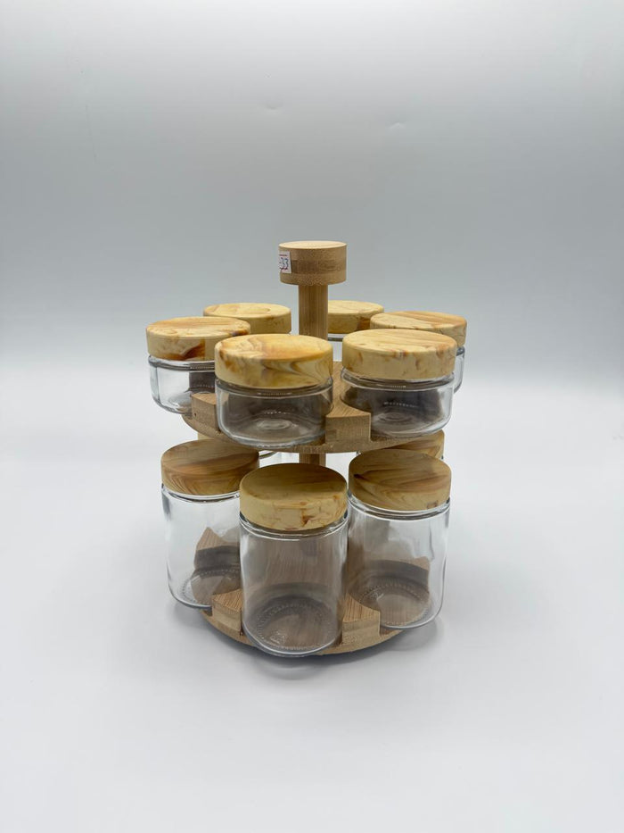 Rotating Bamboo Spice Jar Rack