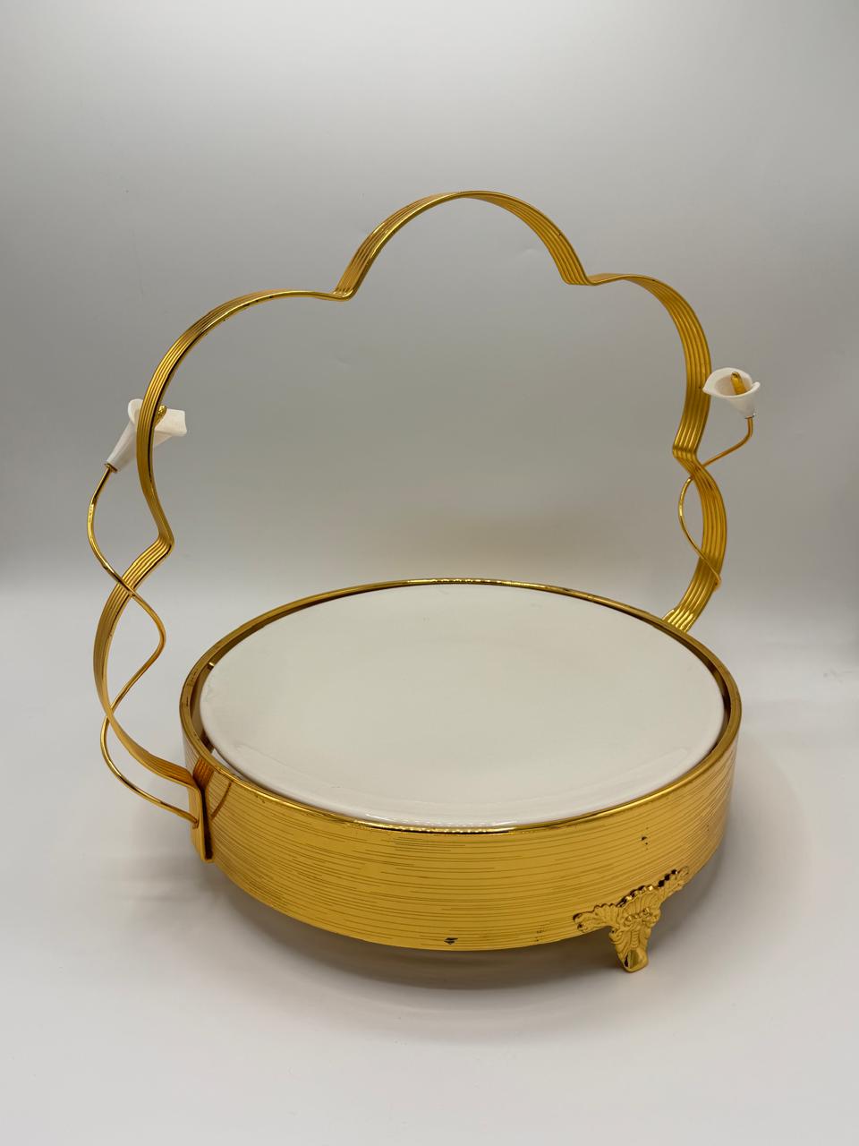 Calla Lily Gold Handle Tray