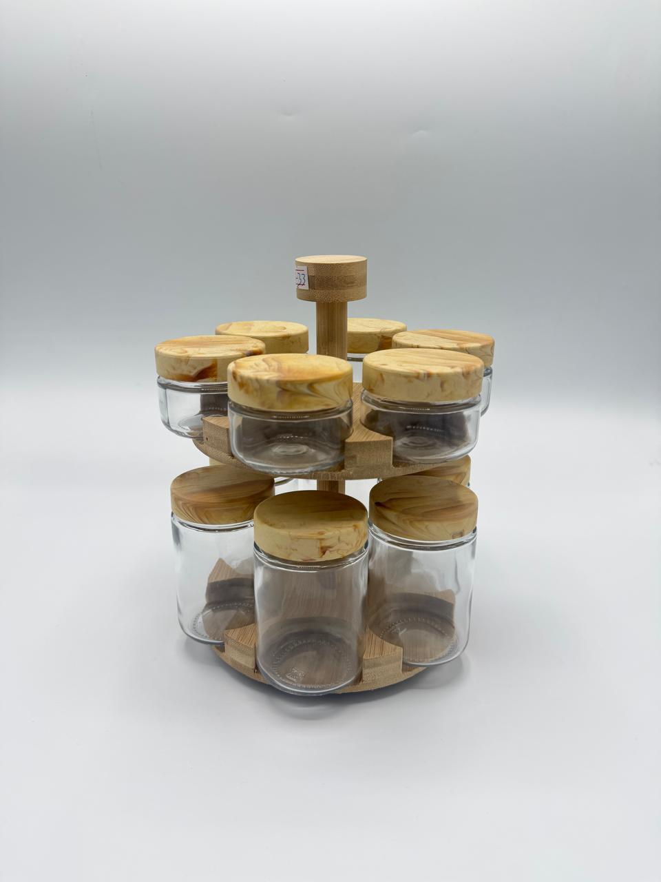 Rotating Bamboo Spice Jar Rack