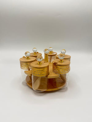 Greek Key Crystal Knob Spice Set