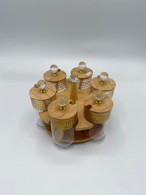 Greek Key Crystal Knob Spice Set