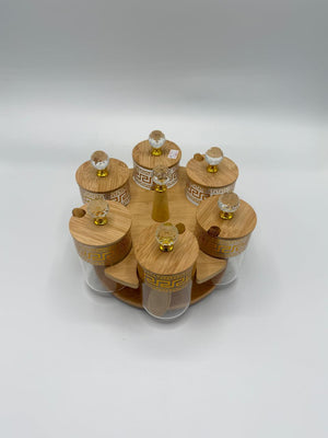 Greek Key Crystal Knob Spice Set
