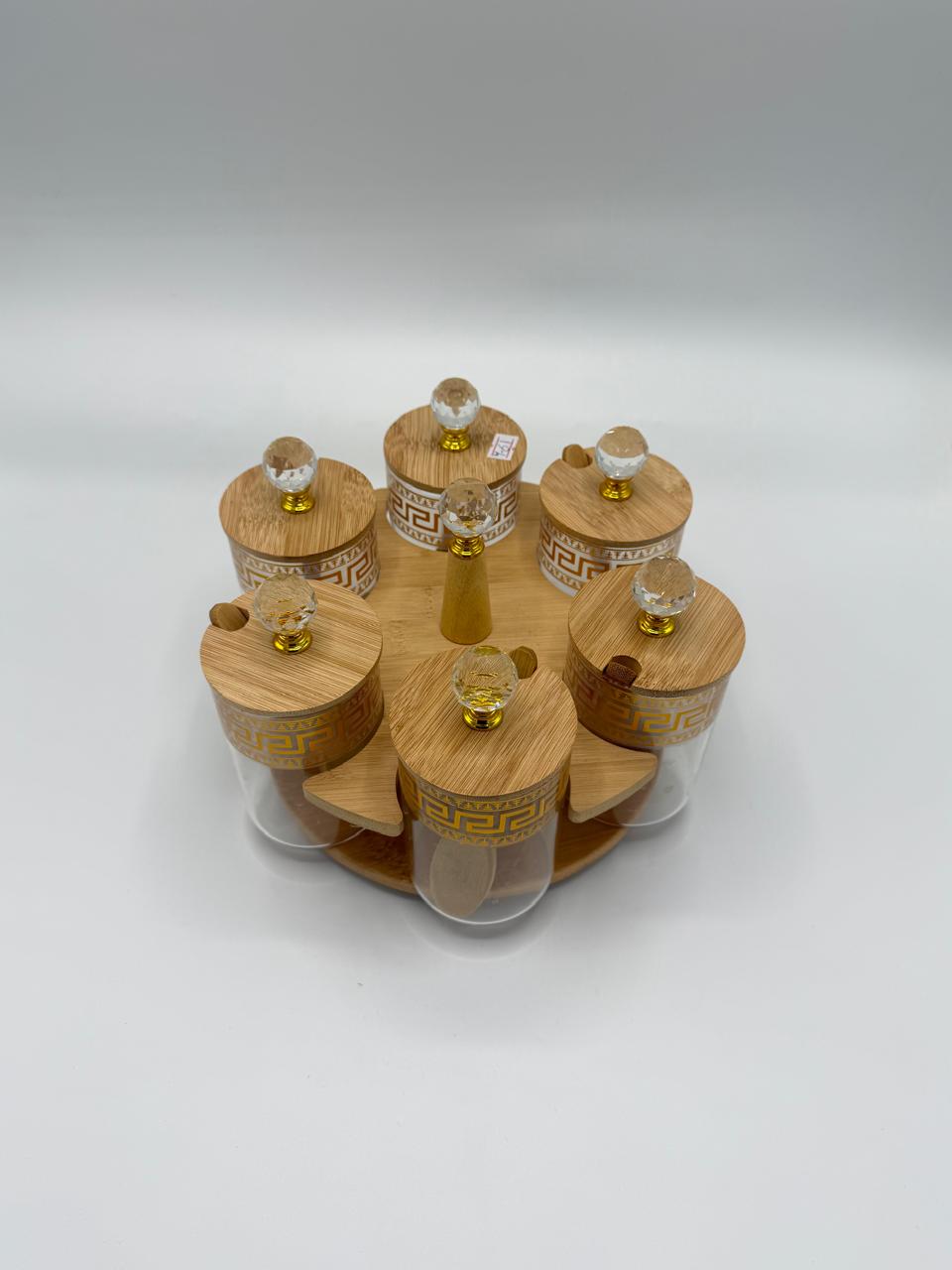 Greek Key Crystal Knob Spice Set