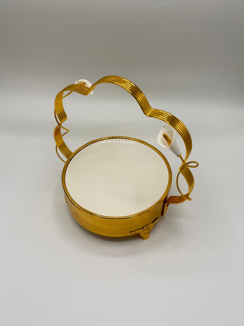 Calla Lily Gold Handle Tray