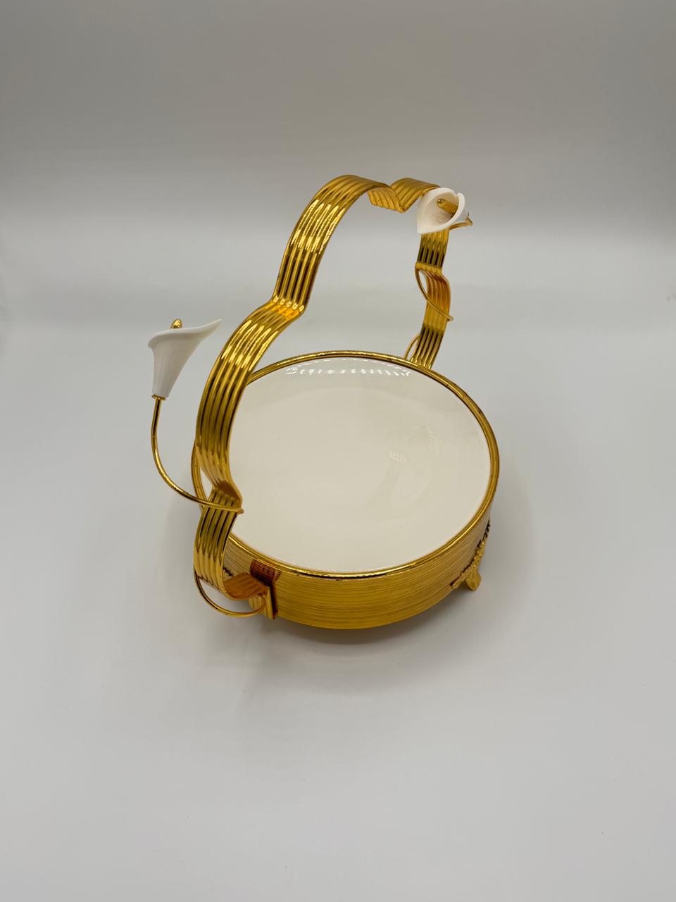 Calla Lily Gold Handle Tray