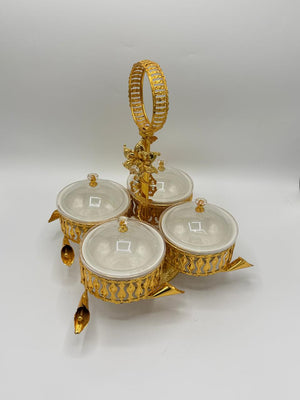 Elegant Gold Lattice 4-Piece Dry Fruit Bowl Set