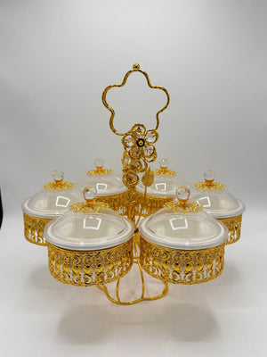 Rotating Gold 6-Piece Dry Fruit Bowl Set