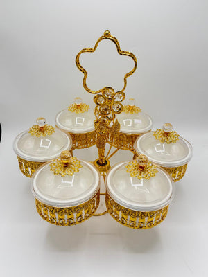 Rotating Gold 6-Piece Dry Fruit Bowl Set