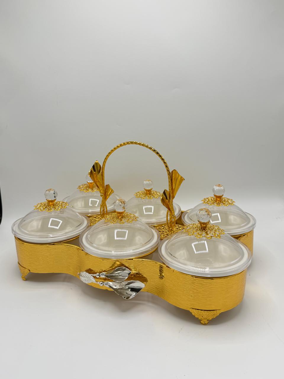 Elegant Gold Scalloped 6-Piece Dry Fruit Bowl Set