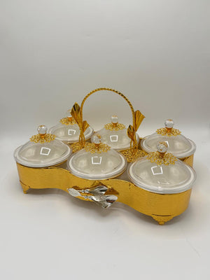Elegant Gold Scalloped 6-Piece Dry Fruit Bowl Set