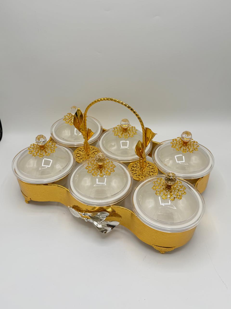 Elegant Gold Scalloped 6-Piece Dry Fruit Bowl Set