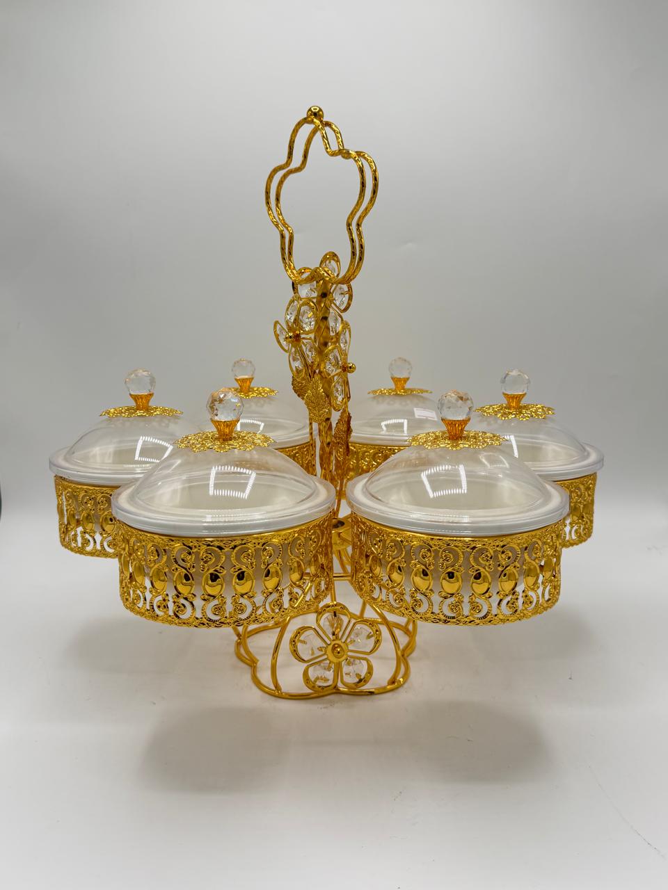 Rotating Gold 6-Piece Dry Fruit Bowl Set