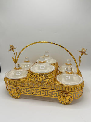 Royal Gold Trolley 6-Piece Dry Fruit Bowl Set