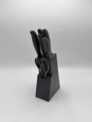 7Pcs Black Handle Knife Block Set