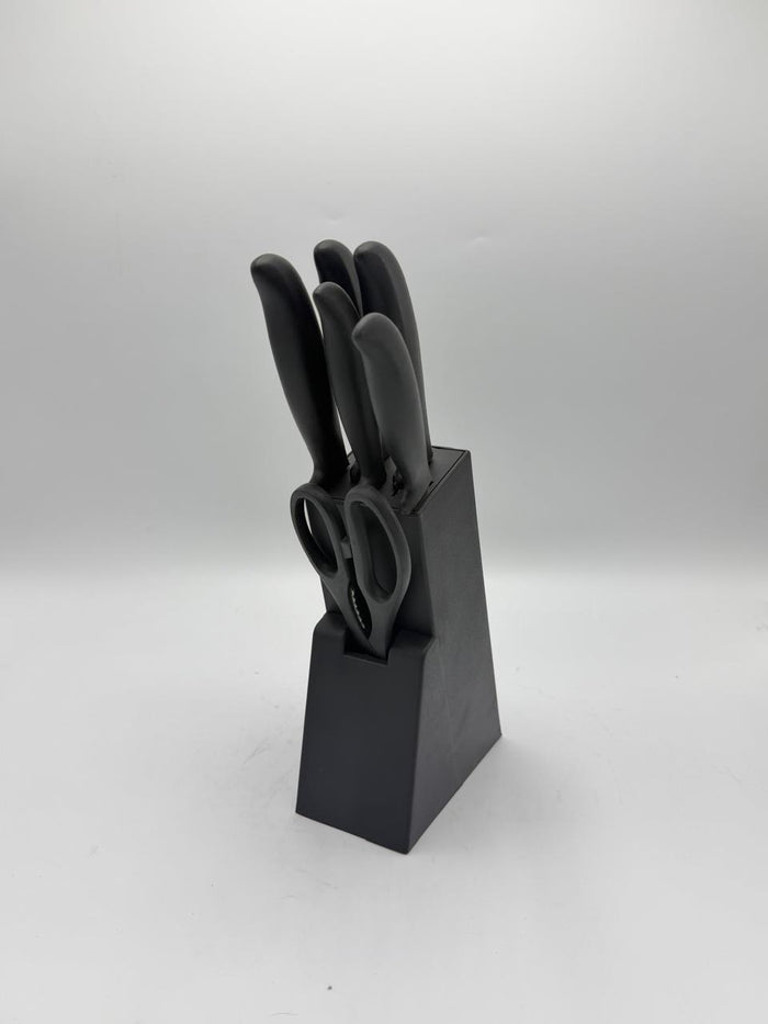 7Pcs Black Handle Knife Block Set