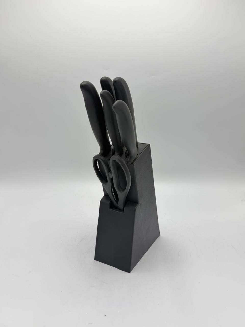 7Pcs Black Handle Knife Block Set