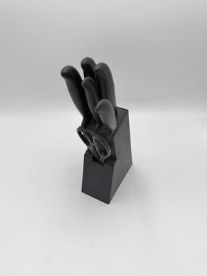 7Pcs Black Handle Knife Block Set