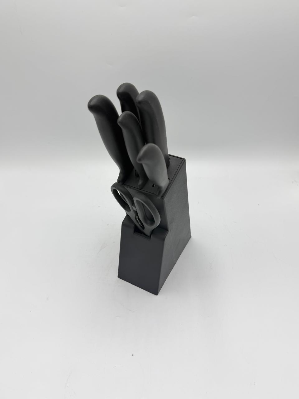 7Pcs Black Handle Knife Block Set