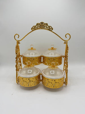 Ornate Gold Basket 4-Piece Dry Fruit Bowl Set