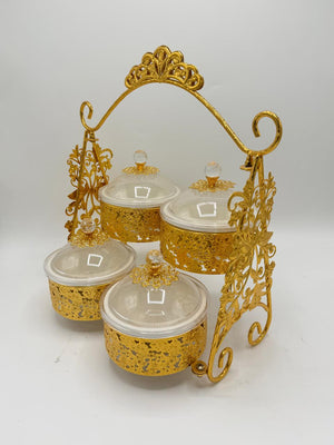 Ornate Gold Basket 4-Piece Dry Fruit Bowl Set
