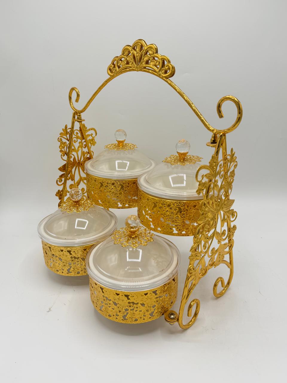 Ornate Gold Basket 4-Piece Dry Fruit Bowl Set