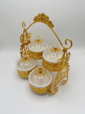 Ornate Gold Basket 4-Piece Dry Fruit Bowl Set