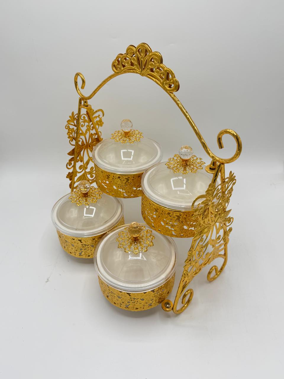 Ornate Gold Basket 4-Piece Dry Fruit Bowl Set