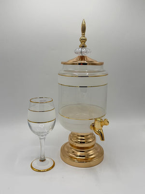 Banded Glass Juice Dispenser & Goblet Set (6 Pcs)