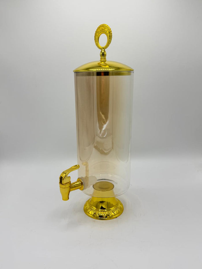 Gold Dome-Lid Glass Dispenser with Ornate Base