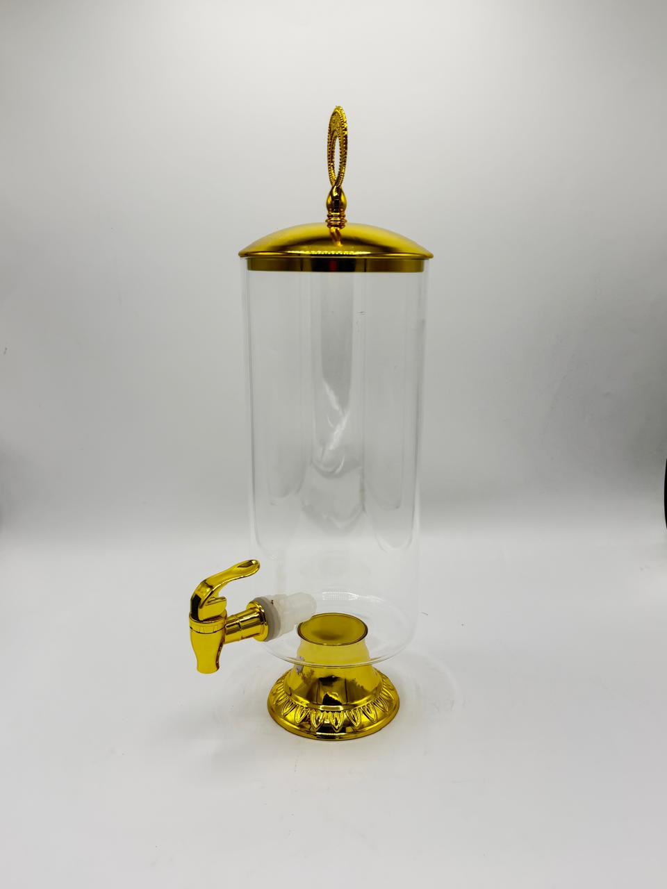 Gold Dome-Lid Glass Dispenser with Ornate Base