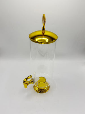 Gold Dome-Lid Glass Dispenser with Ornate Base