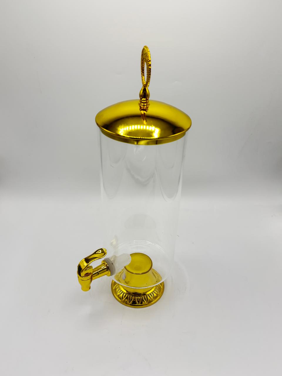 Gold Dome-Lid Glass Dispenser with Ornate Base