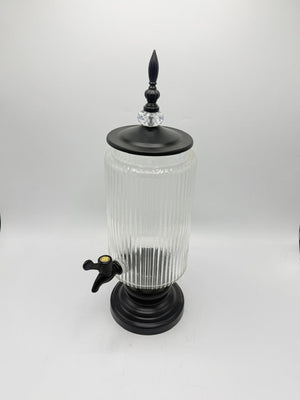 Ribbed Glass Beverage Dispenser with Finial Lid