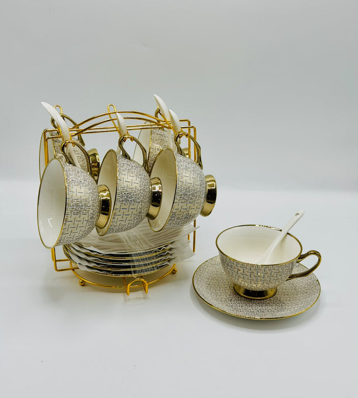 Golden Weave 19-Piece Tea Set with Stand