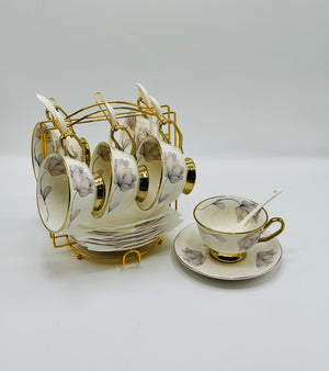 Lotus Bloom 19-Piece Tea Set with Stand