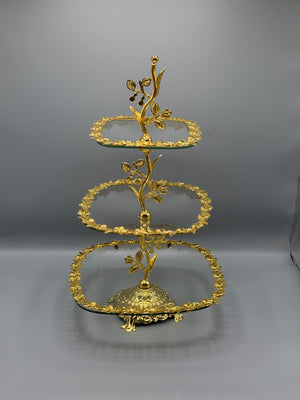 Golden Bloom 3-Tier Serving Stand