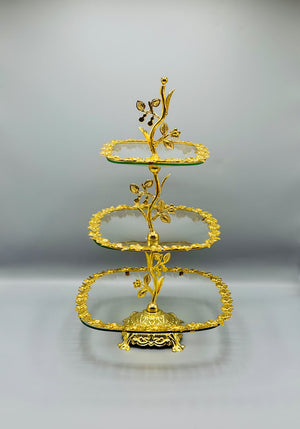 Golden Bloom 3-Tier Serving Stand