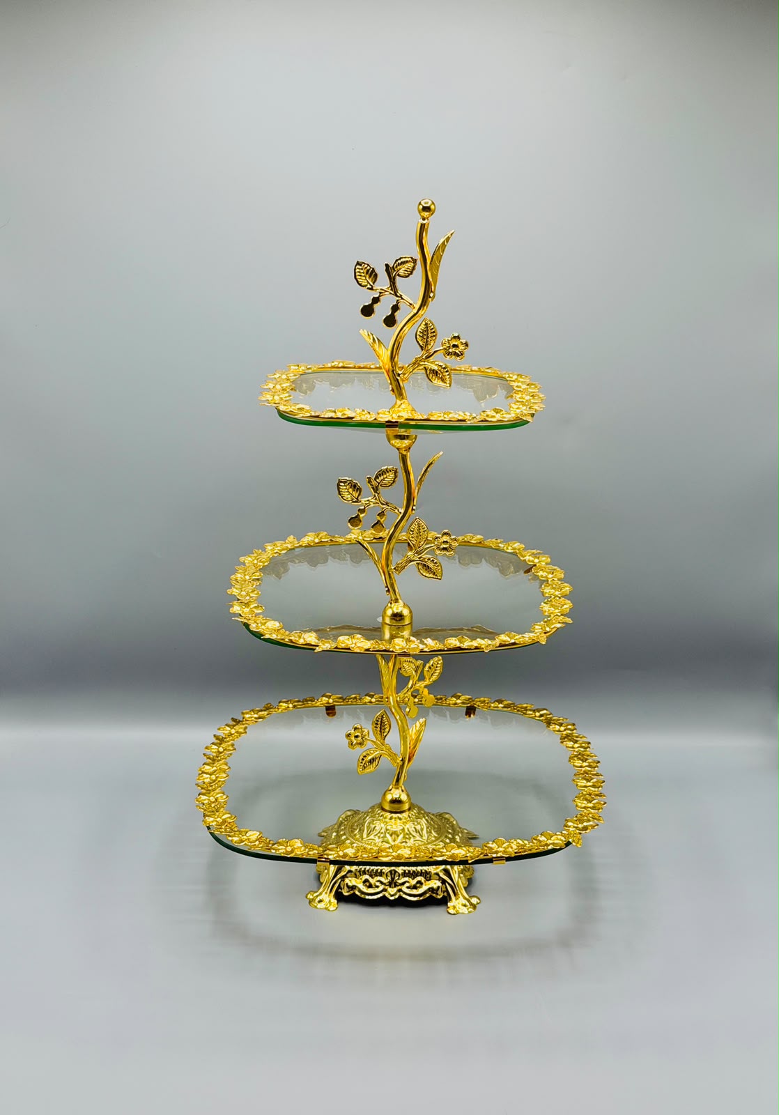 Golden Bloom 3-Tier Serving Stand