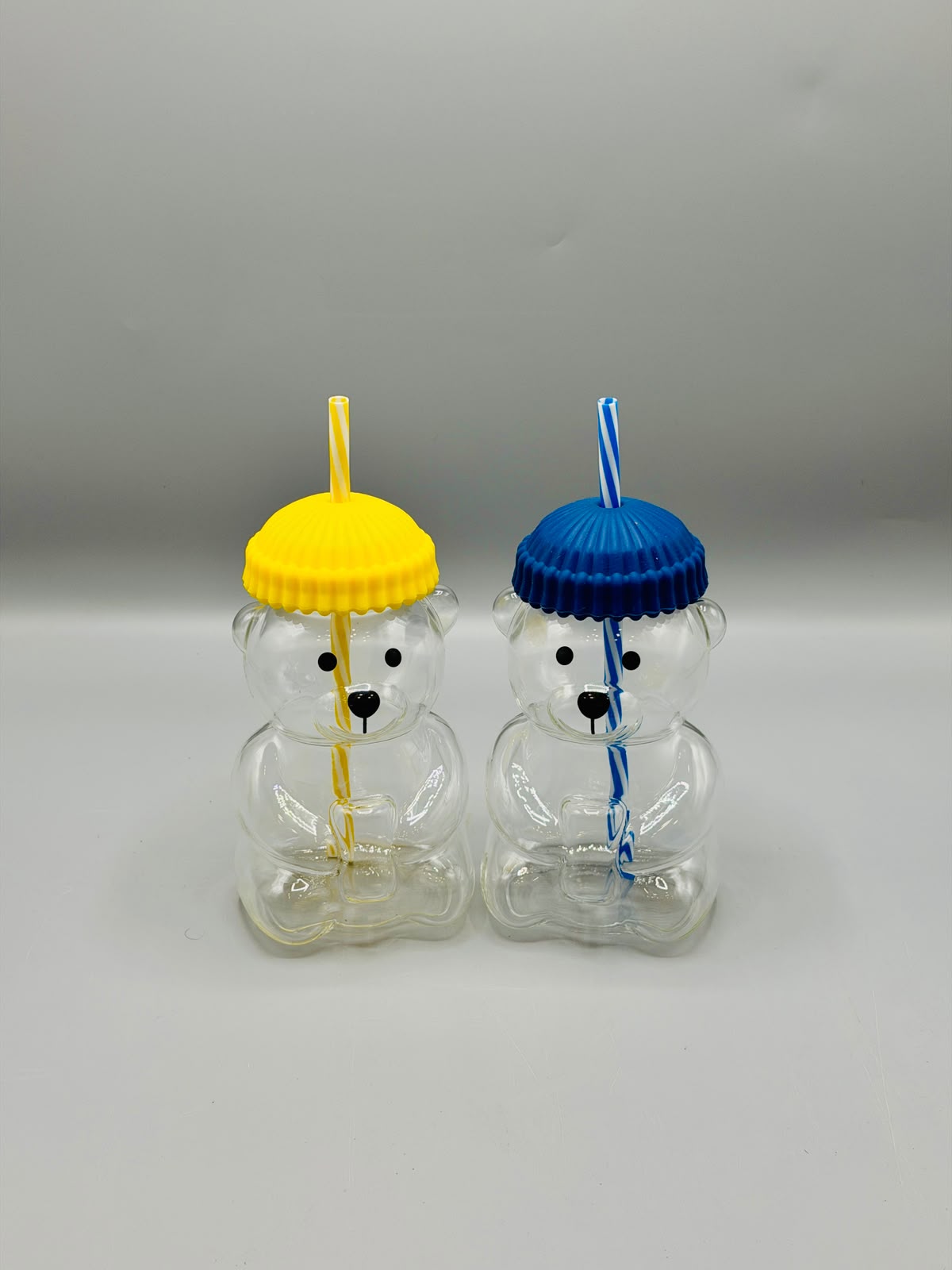 Teddy Bear Glass Sipper with Straw