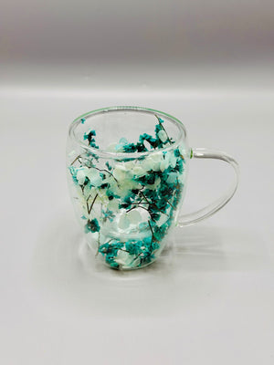 Dried Flower Double Wall Glass Mug