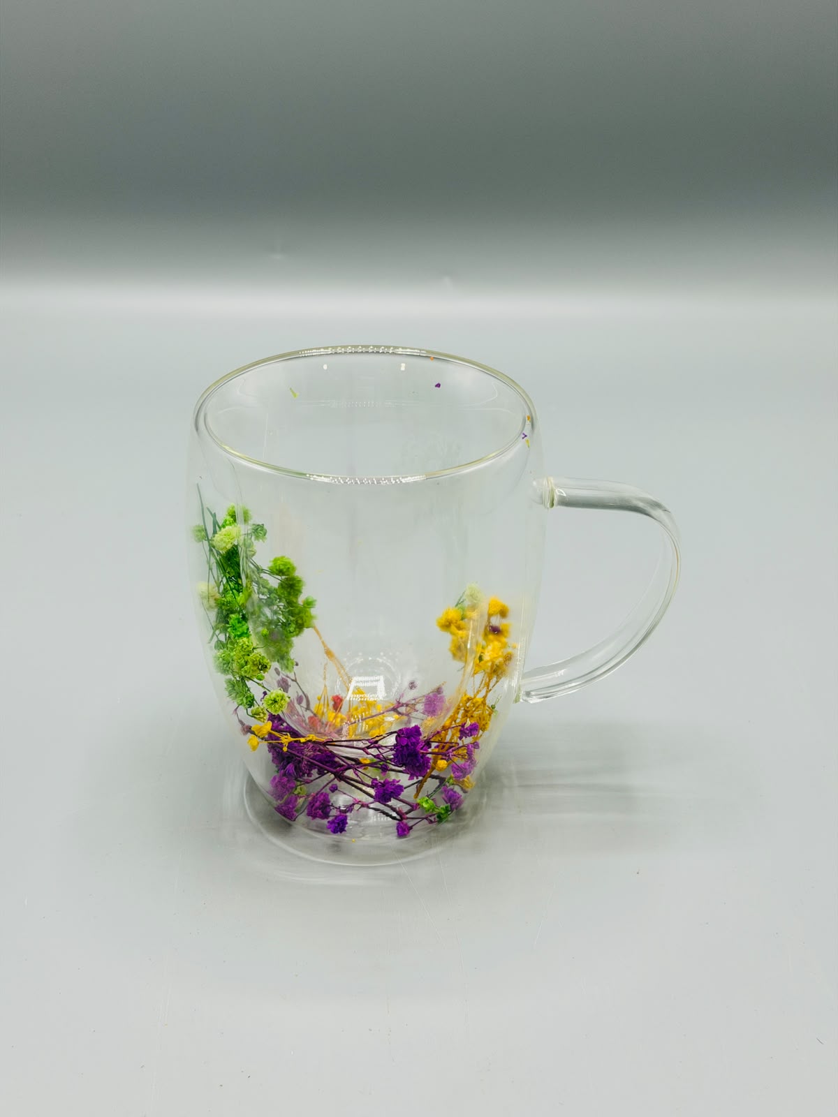 Dried Flower Double Wall Glass Mug