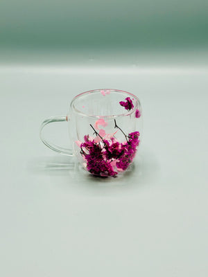 Floral Double Wall Glass Mug
