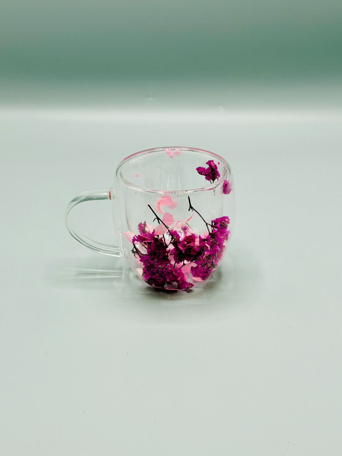 Floral Double Wall Glass Mug