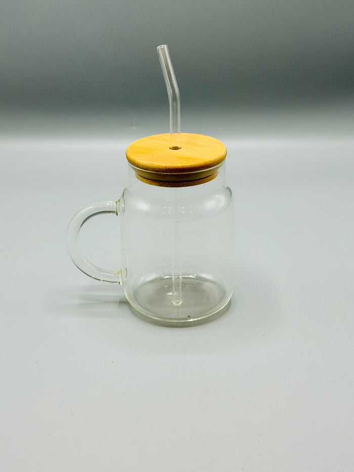 Mason jar glass sipper with bamboo lid