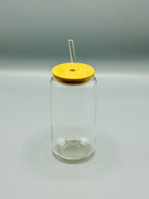 Bamboo Lid Glass Sipper with Straw
