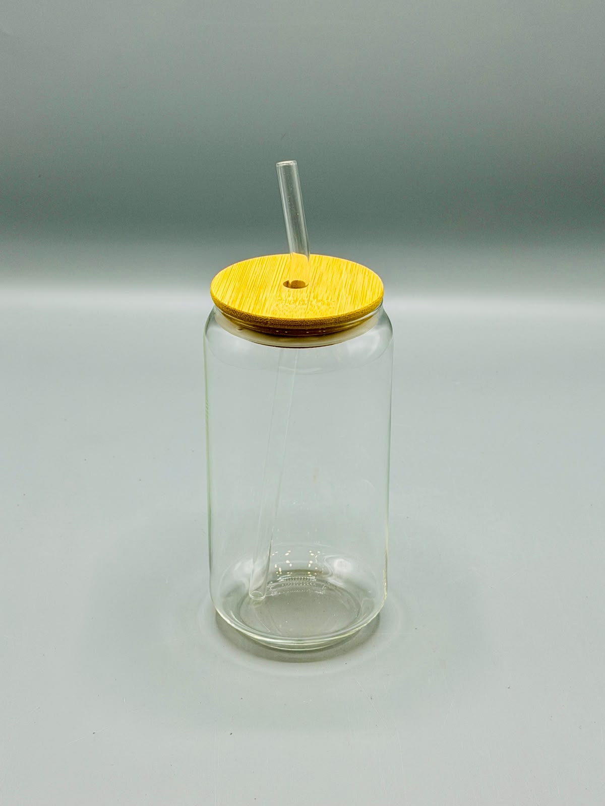 Bamboo Lid Glass Sipper with Straw