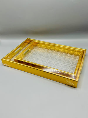 Crystal Gold Serving Tray Set