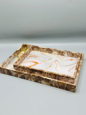 Amber Marble Serving Tray Set