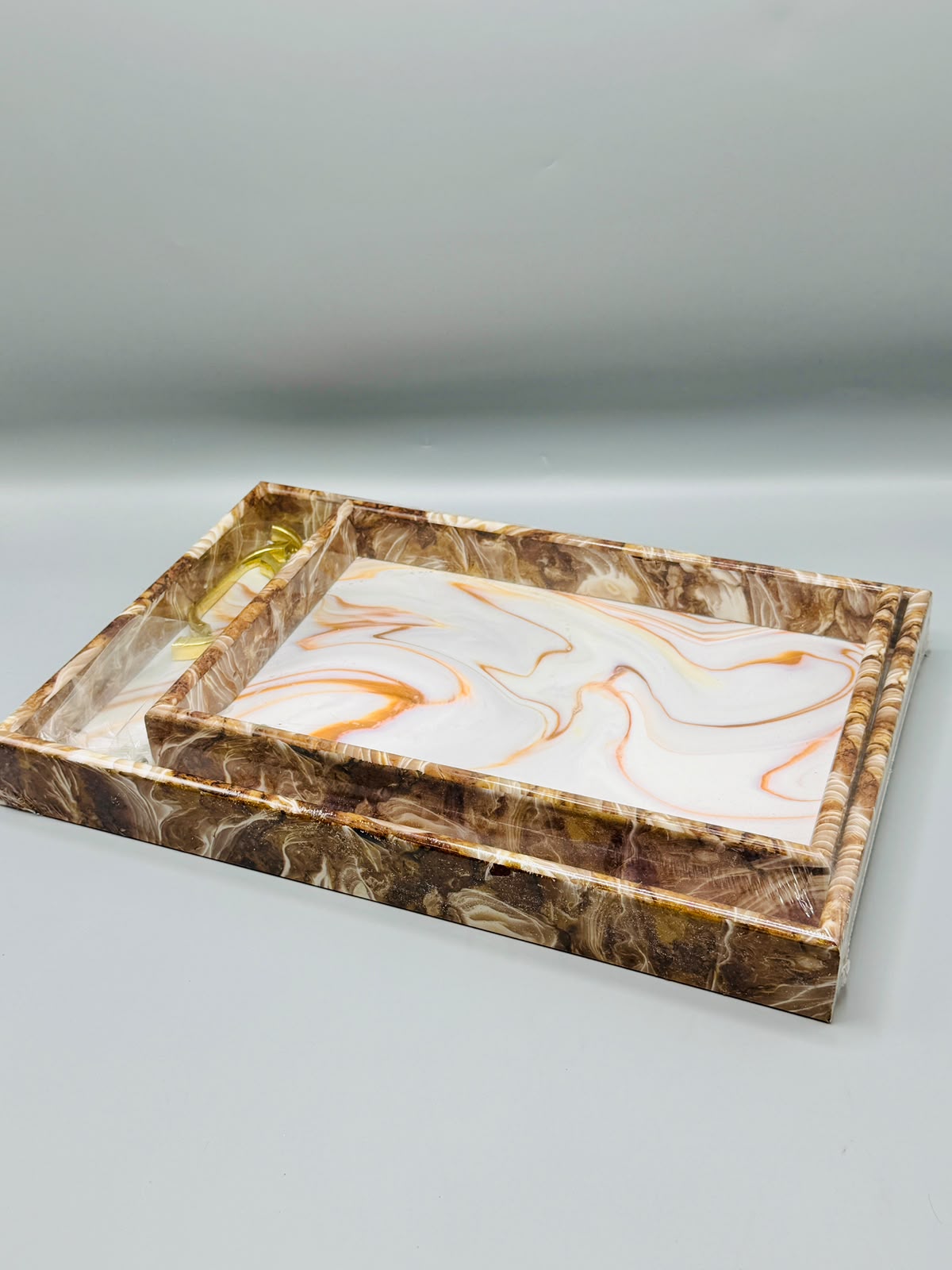 Amber Marble Serving Tray Set